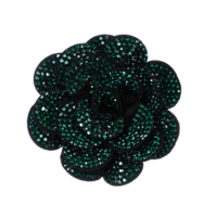 Mabor Rhinestone Flower Brooch, Green Rose Lapel Pin for Women, Elegant Sparkly Crystal Flower Brooches Pin for Lapel Dress Suit Shirt Ceremony Clothes Hat Decoration Accessories