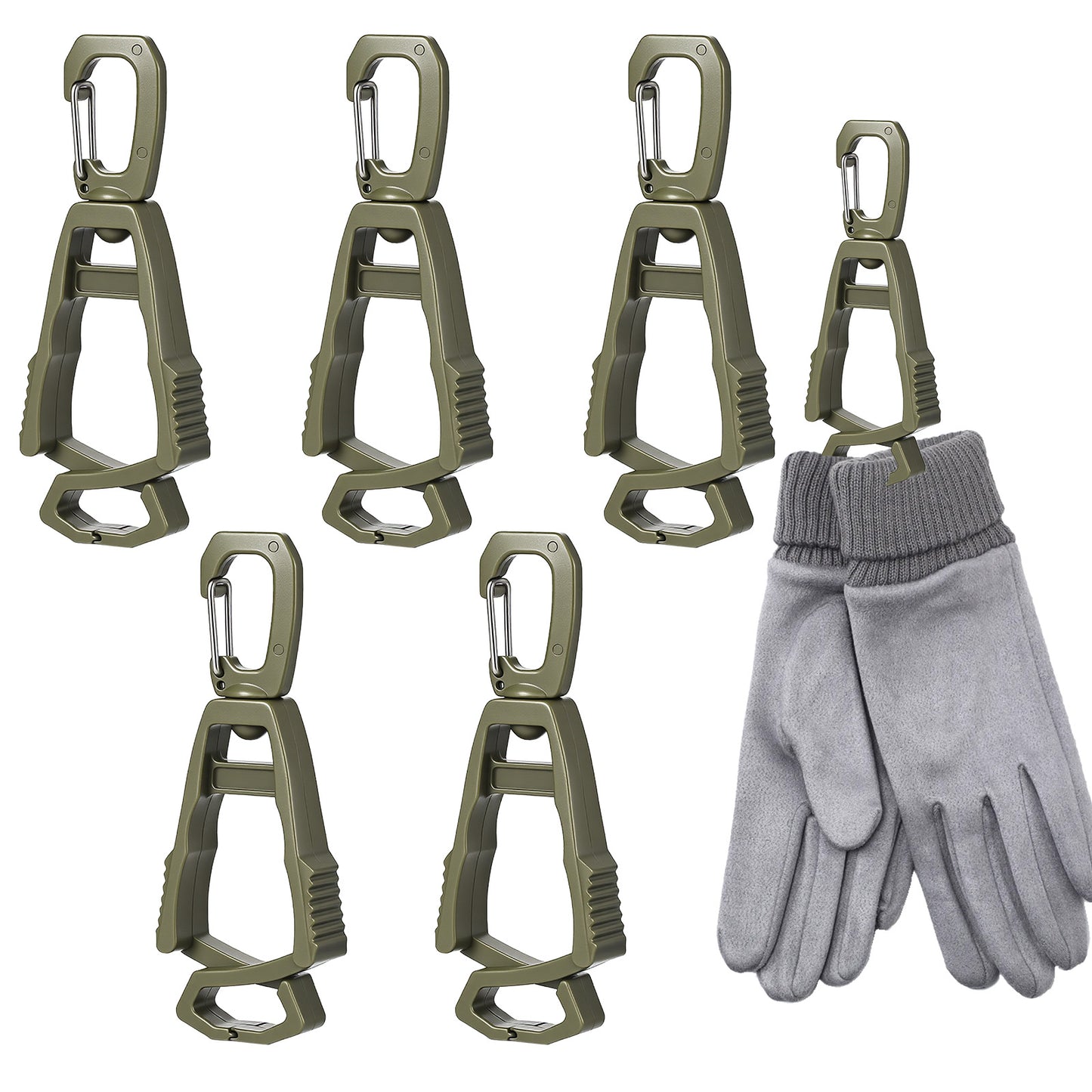 Mabor Glove Clips for Work Glove Holders, Gloves Holder Clips, 5Pcs Work Gloves Holder for Duty Belt, Belt Clip for Construction Worker Mitten Grabber, Green