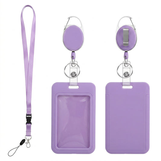 Ymapinc Purple Lanyard for ID Badges, Retractable Badge Holder Reel, ID Card Holder with Clip, Teacher Lanyard Nametag for Nurse