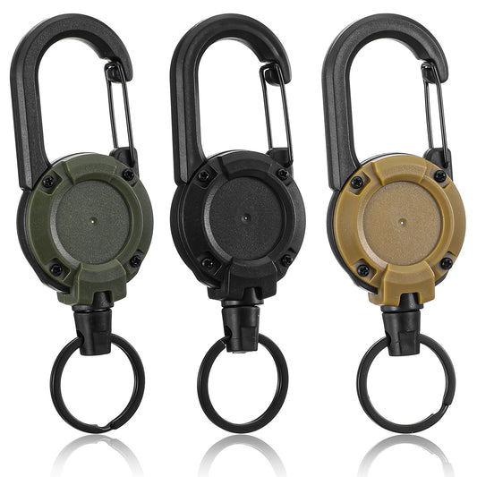 Ymapinc Retractable Keychain Heavy Duty 3 Pack, Extendable Keyring with Clip, Lanyard for Keys, Retractable Keyring, Key Chain Badge Holder, Lanyard Extender, Steel Cord & Multitool for Men's Key Chai