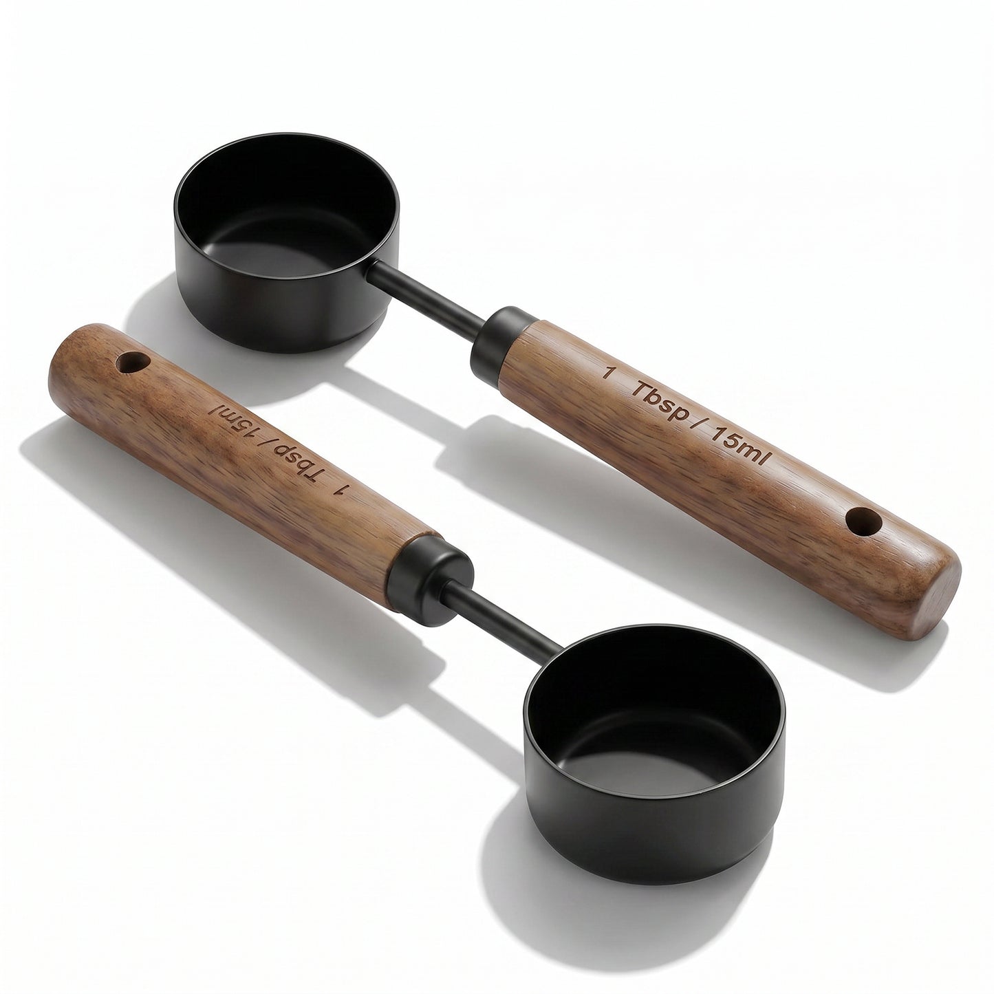 Tyqour 2PCS 1 Tablespoon Scoop Stainless Steel Coffee Measuring Spoon Coffee Scoop for Ground Coffee Walnut Handle 15 Ml Teaspoon Scoop Perfect for Coffee, Tea