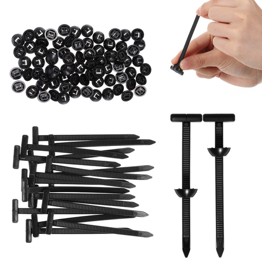 100 Pcs Nylon Universal Cable Tie Buckle, Heavy Duty Self-Locking Zip Ties Holder, Multipurpose Plastic Cable Ties Tool, UV Resistant Zipties for Car Daily Auto Fixing