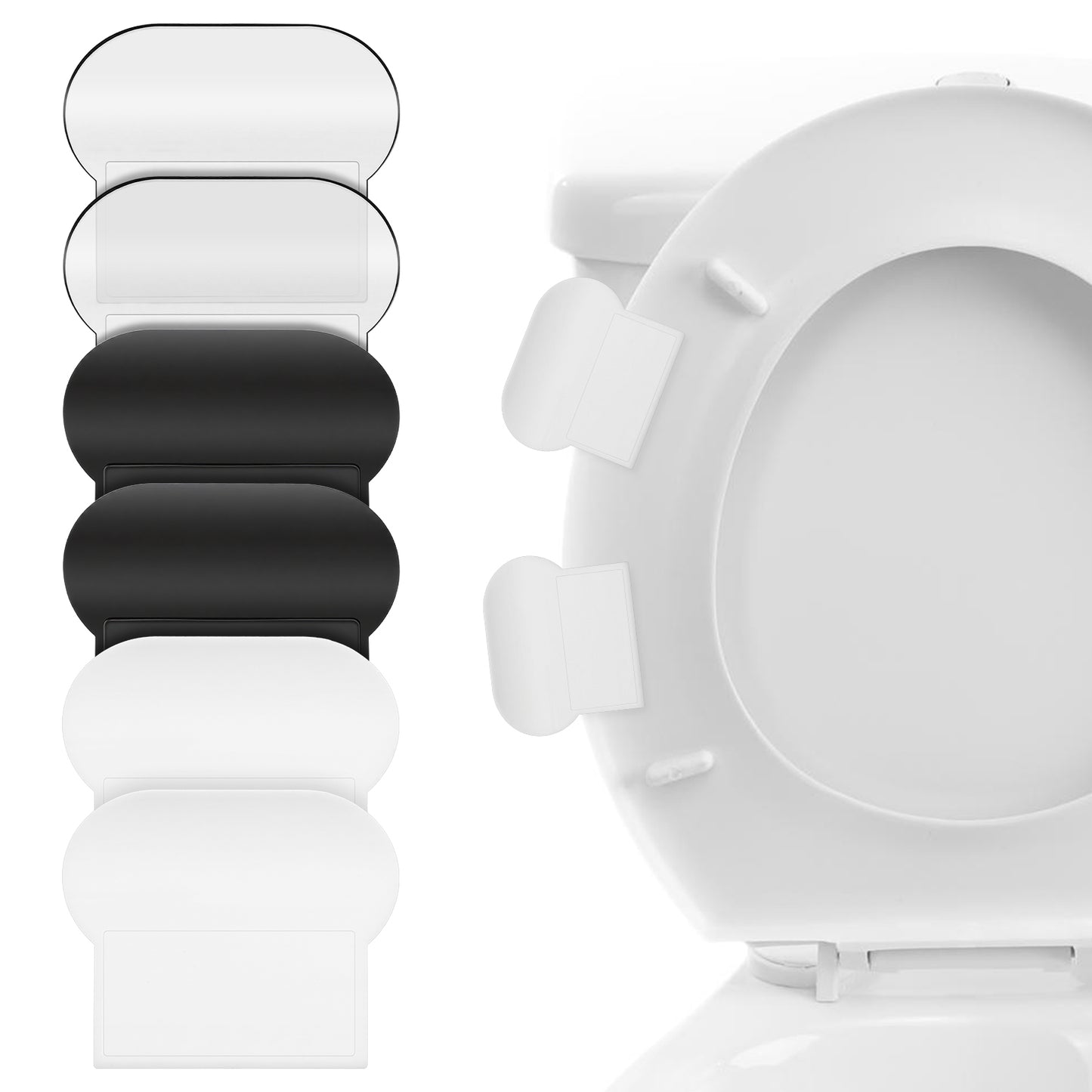 6 PCS Toilet Seat Lifter Tab Self Adhesive Toilets Lid Lift Handle Tool, Avoid Touching The Toilets Lid, for Home, Office and Toilet Training, Easy to Use(Black, White, Gray)