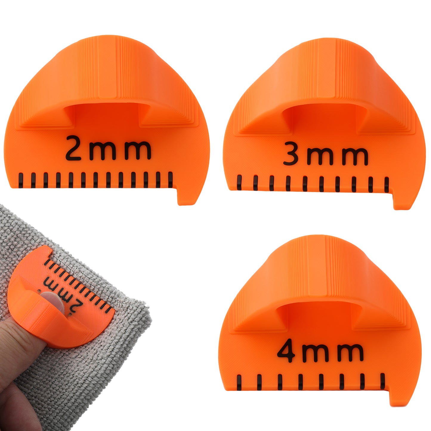 Matwsec 3 Pcs Finger Sewing Ruler, Orange Sewing Gauge Set, Quilting Templates & Blanket Stitch Guide, Even Stitch Spacing Tool for Hand Sewing, Embroidery, Mending, Patchwork (3 Sizes)