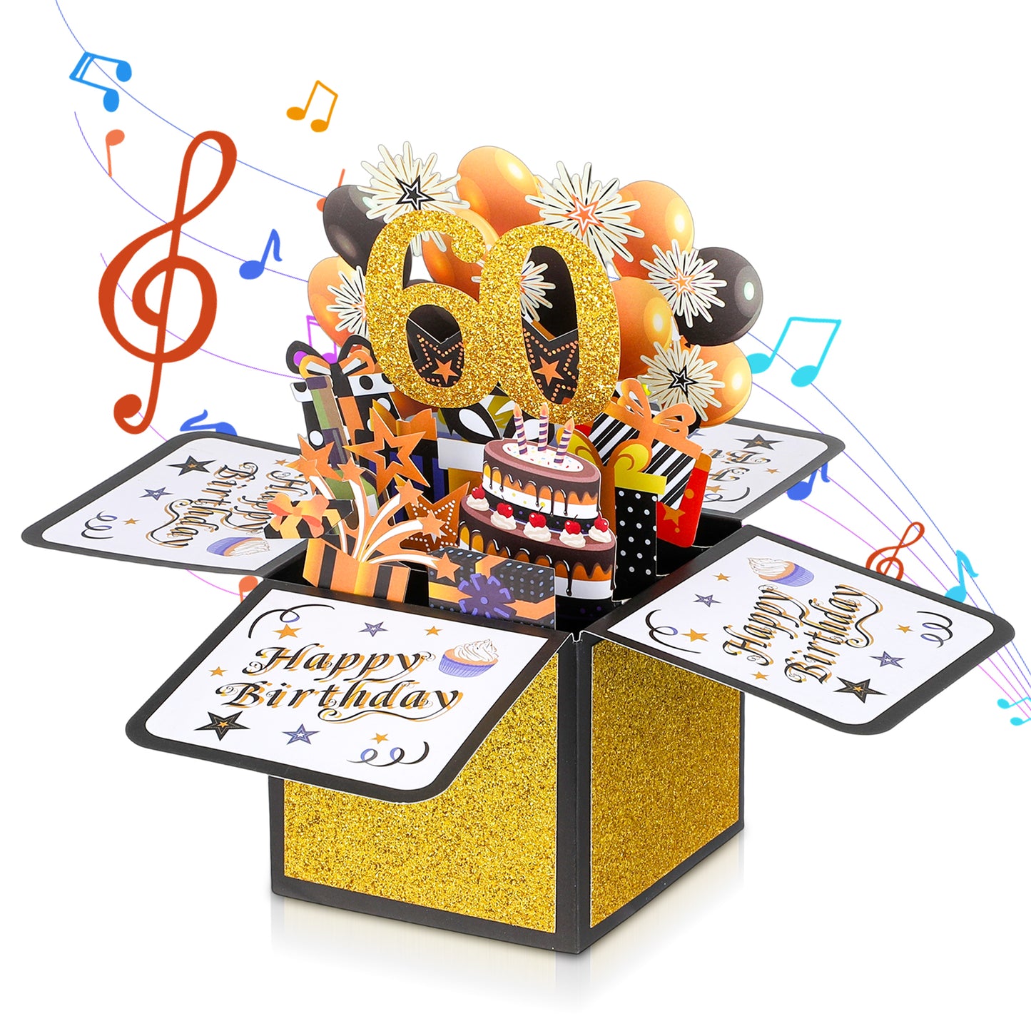 Tyqour Happy 60th Birthday Card, 3D Pop up 60th Birthday Popup Cards for Women Men 60 Year Old Greeting Card Best Sixty Day Gifts for Wife Girl Mom Daughter Sister