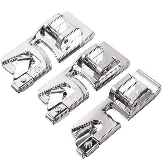 3 Pcs Rolled Hem Presser Foot Sewing Rolled Hemmer Foot Presser Foot Narrow Rolled Hem Sewing Machine Presser Foot Set Hemming Foot Kit For Sewing Wide Rolled Hem Foot Set For Household Sewing Machine