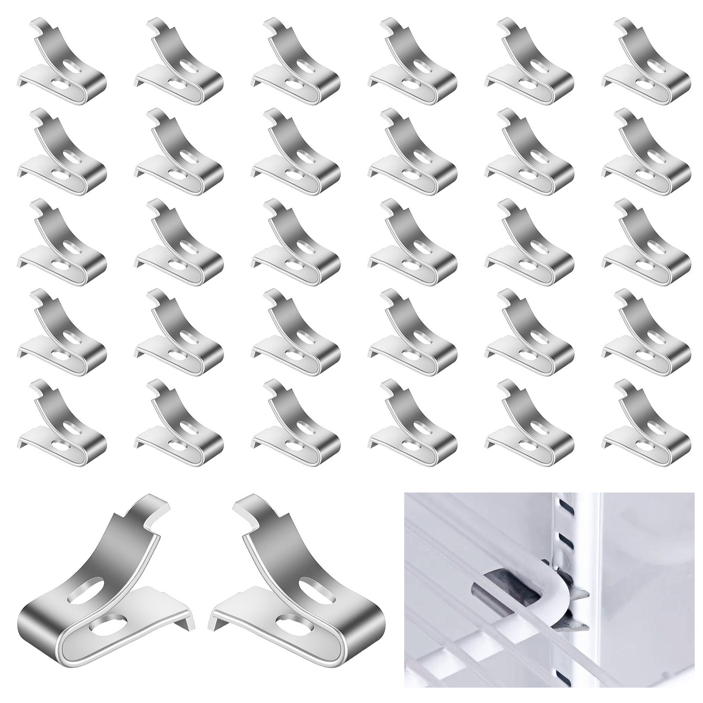 30 Pcs Shelf Clips Metal Shelf Clips for Cabinet, Wood Shelving Adjustable Shelves Brackets Stainless Steel Shelves Support Clip Pins Heavy Duty for Kitchen Cabinet Bookcase