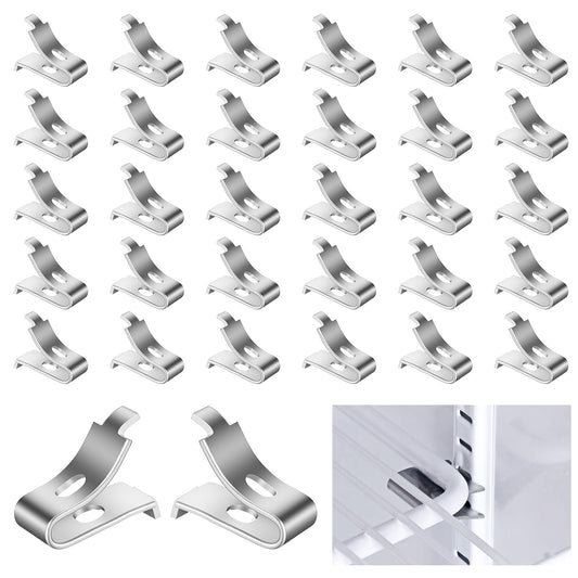 30 Pcs Shelf Clips Metal Shelf Clips for Cabinet, Wood Shelving Adjustable Shelves Brackets Stainless Steel Shelves Support Clip Pins Heavy Duty for Kitchen Cabinet Bookcase