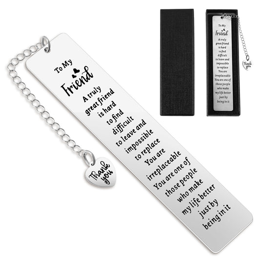 Ymapinc Thank You Metal Bookmark for Women, Aesthetic Friendship bookmarklet with Black Box, Gifts for Book Lovers Mom BFF Best Friend, Christmas Birthday Graduation (Stainless Steel)