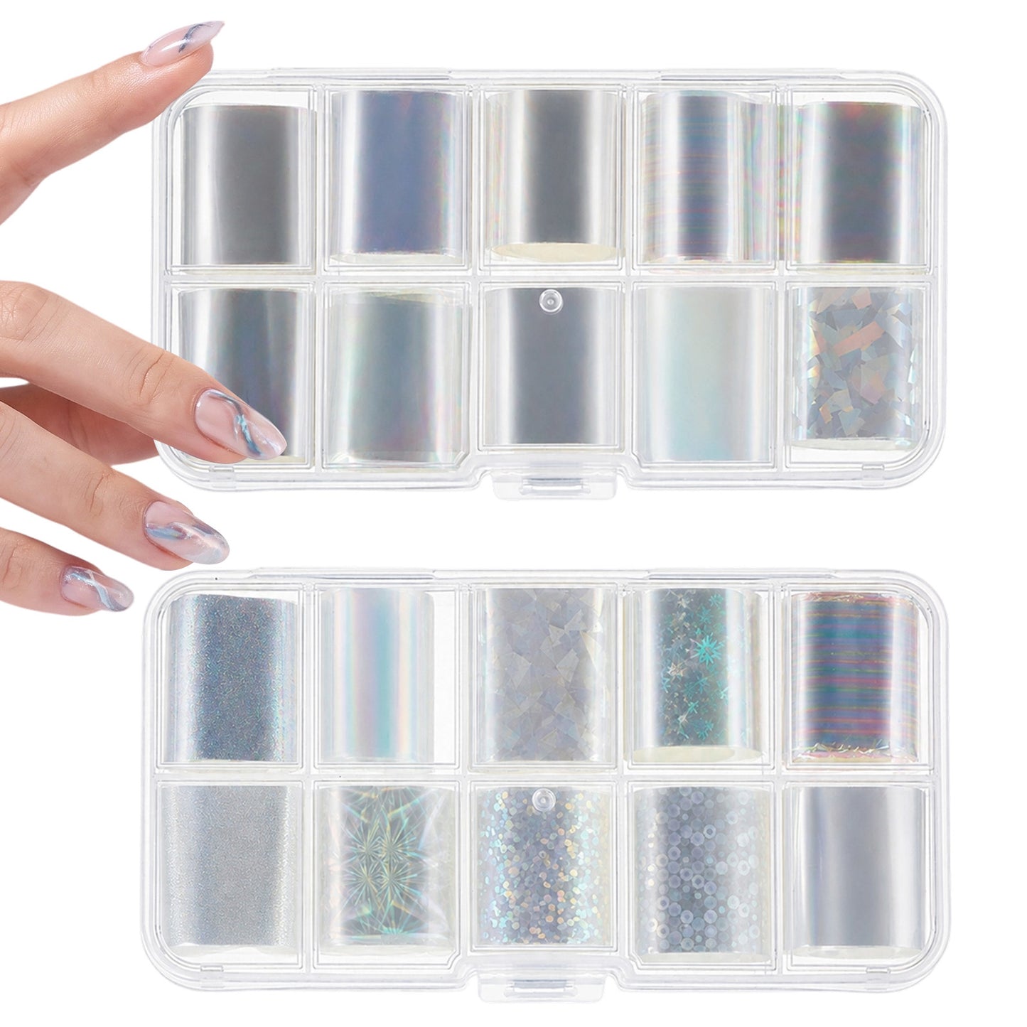 Matwsec 20 Rolls Aurora Nail Foil Transfer Sheets Foil Nail Art Iridescent