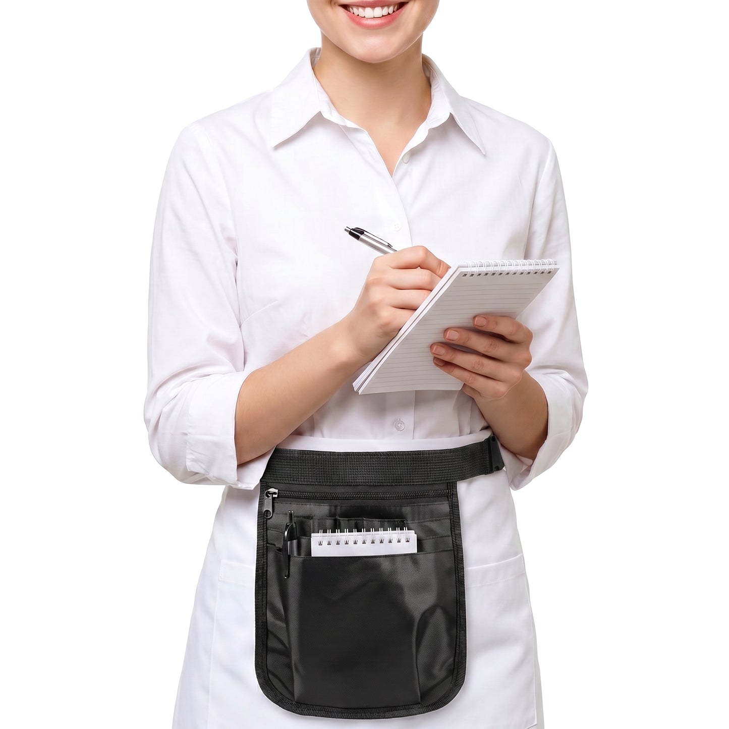 RAHHLIZS Server Waist Pouch Apron with Pockets for Waitress Waiter Apron Money Bags Working Tools Multiple Pockets for Waiter Waitress Nurse Adjustable Belt
