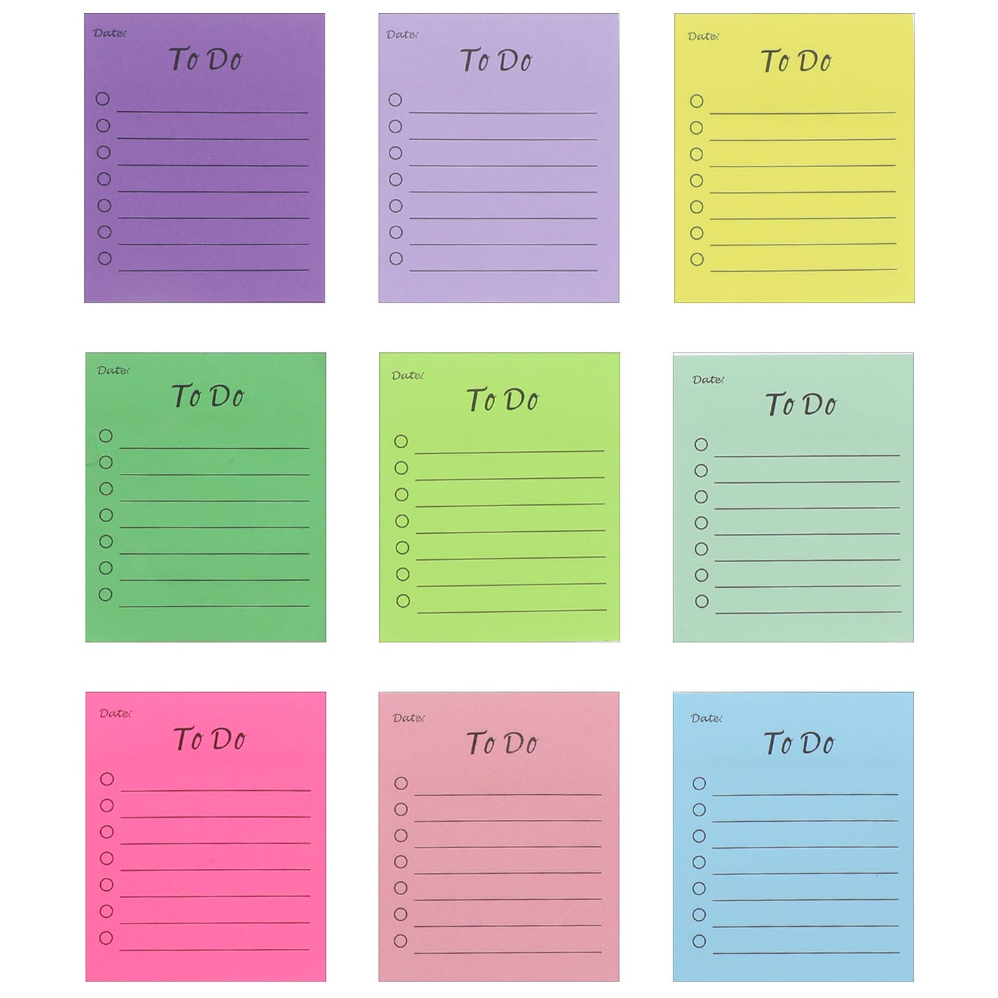 Nogeqi 9 Pack to Do List Stick Notes,Lined Paper Notes Pad, Colorful Self-Stick Note Pads, Strong Adhesive, Easy to for Home, Office, Meeting (9x7.6 cm)