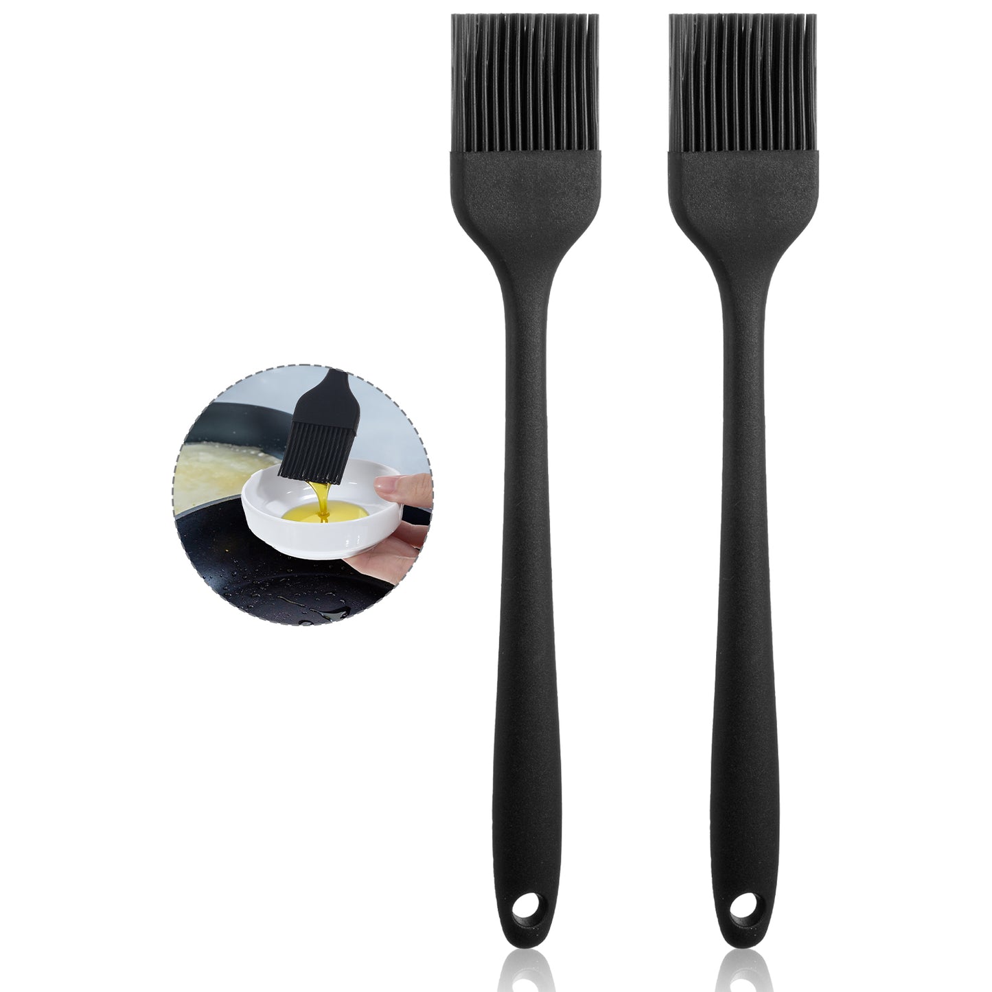 2 Pcs Silicone Basting Brush Pastry Brush for Baking Oil Food Cooking Heat Resistant Cooking Scrub for Baking, Grilling Kitchen Butter Scrub BBQ Brushes for Sauce Baster (Black)