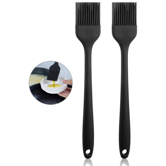 2 Pcs Silicone Basting Brush Pastry Brush for Baking Oil Food Cooking Heat Resistant Cooking Scrub for Baking, Grilling Kitchen Butter Scrub BBQ Brushes for Sauce Baster (Black)