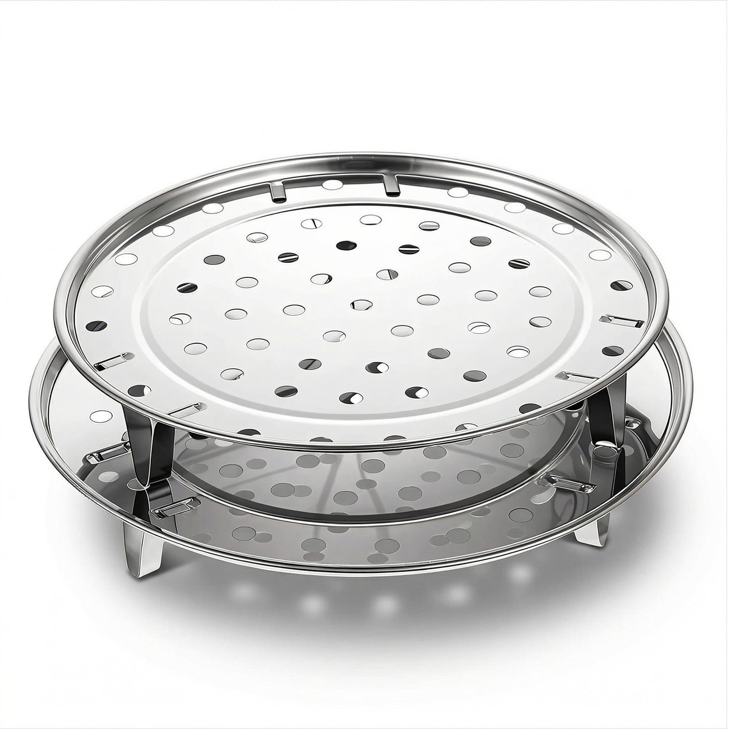 Steamer Rack Set 8.66 & 7.87 Inch Stainless Steel Steaming Basket Round Steamer Basket For Pot, Multi-Function Steaming Rack For Vegetables, Dumplings, Fish Seafood, Cooking
