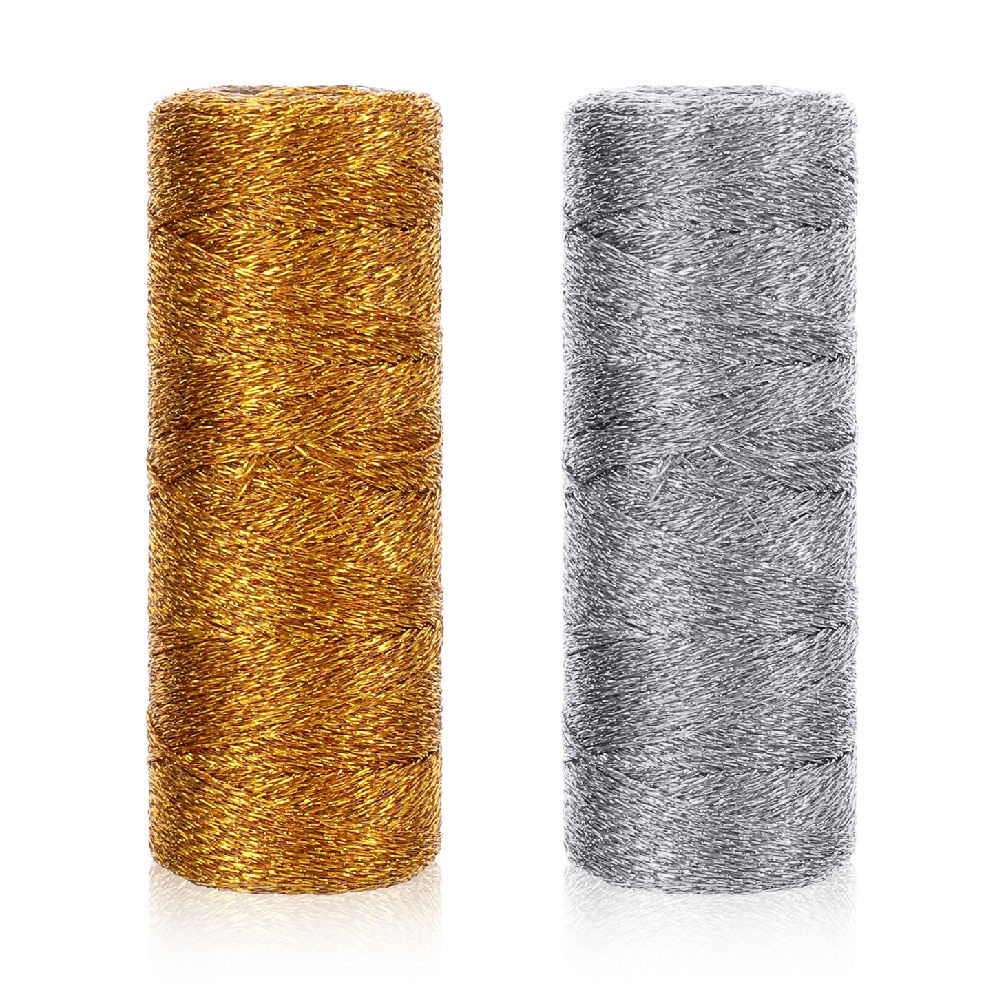 Ouligay 2 Rolls 656 Feet Twine String Gold and Silver Christmas Twine Metallic Bakers String Glitter Wrapping Twines Strings for Crafts Thread Wedding Christmas Holiday Home DIY Decoration(1mm)