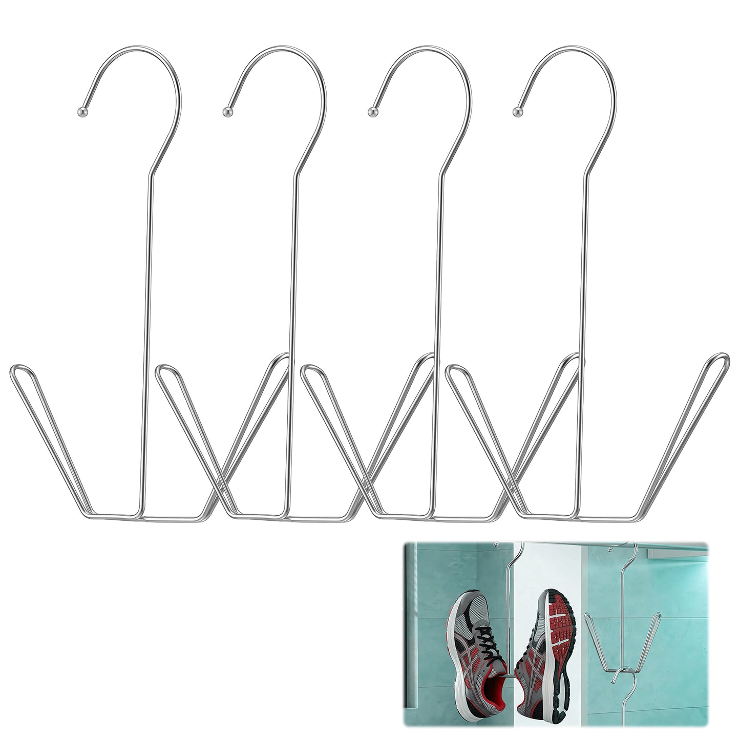 Sorcristy 4 PCS Shoe Drying Hanger for Washing Machine Shoes Stainless Steel Space Saving Sneaker Dryer for Fast Air Drying, Closet Shoe & Laundry Room Organizer