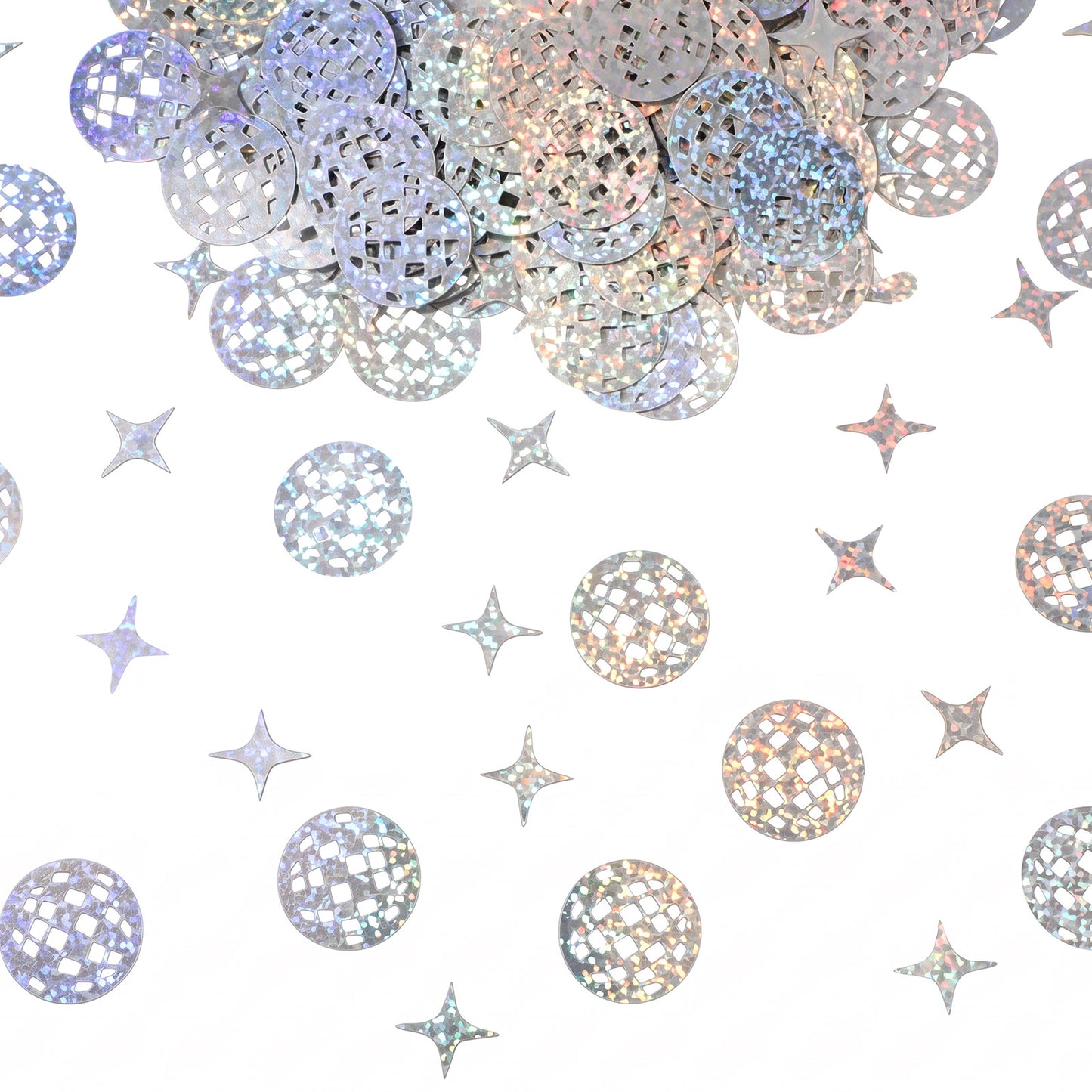 Shimmeroo 300 PCS Disco Ball Confetti, Holographic Glitter Shapes for Party Decorations, 70s 80s Groovy Hippie Star Table Scatter for Birthday Music Festival Disco Themed Party Supplies