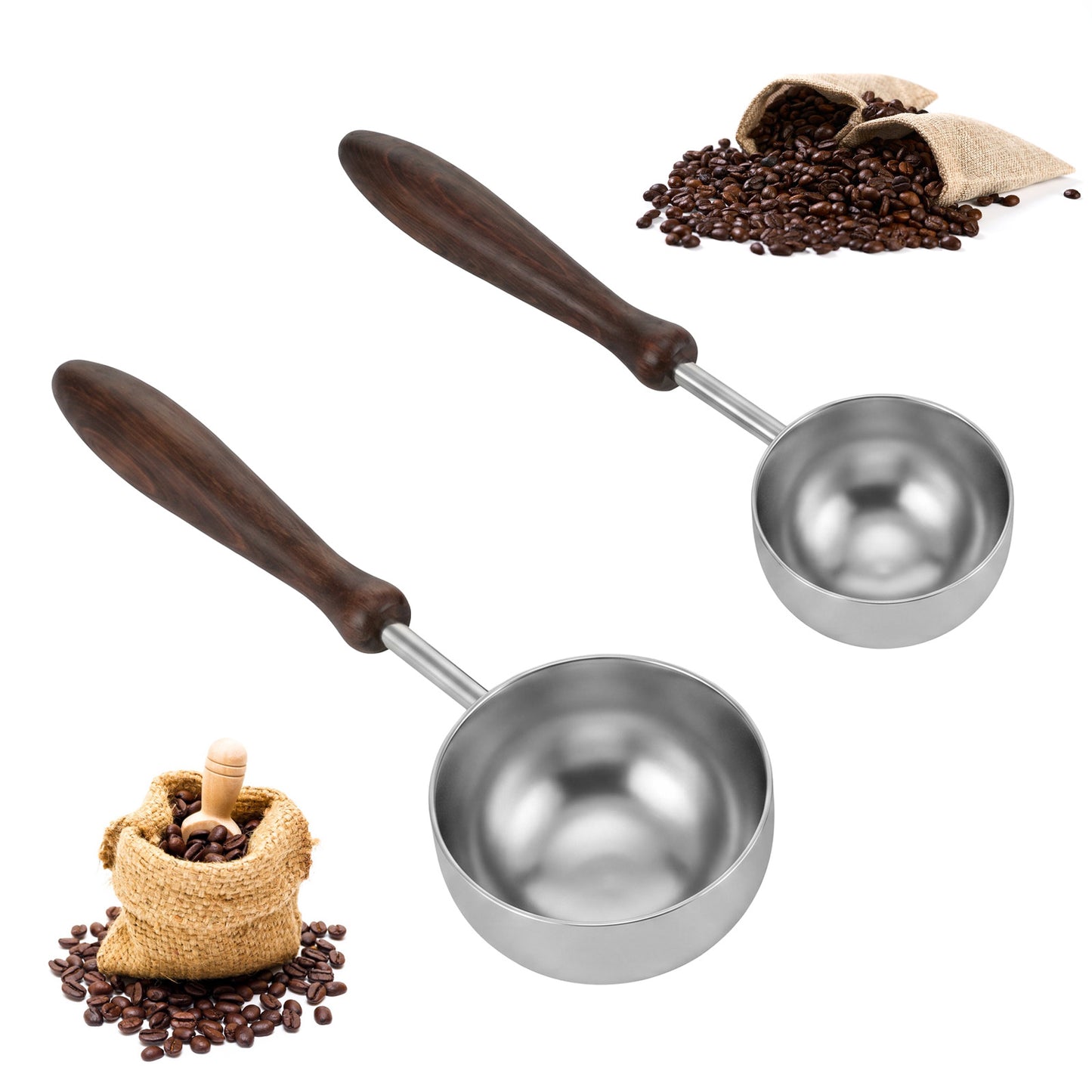 Sorcristy 2PCS Coffee Measuring Spoon, 15/30ml Stainless Steel Coffee Scoop