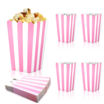 20 Pcs Pink Popcorn Boxes Mini Popcorn Bags for Party Small Puffed Rice Bowl Buckets Pink and White Striped Bags Paper Puffed Rice Container for Birthday Party Favor Movie Night Supplies