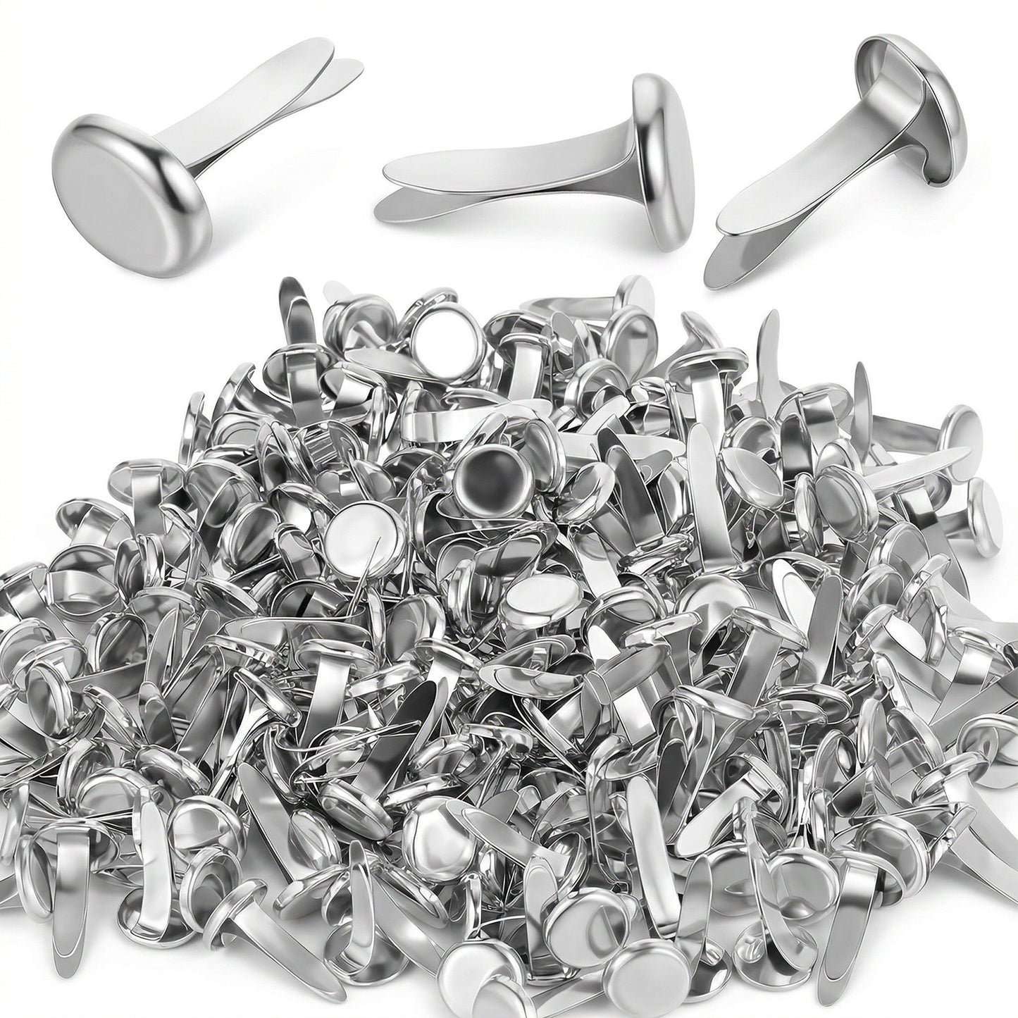 Nogeqi 200PCS Silver Brass Fasteners, Brads Paper Fasteners for Crafts, Metal Split Pins for Handmade Paper Cards Scrapbooking DIY Supplies (0.3 X 0.6 Inch)