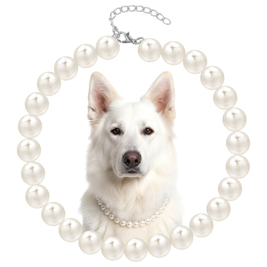 Ymapinc Chunky Pearl Necklace for Dogs, Clothing & Accessories for Dogs, Beaded Dog Collar, Chihuahua Collar, Girl Dog Accessories, Adjustable for Small-Medium-Large Pets