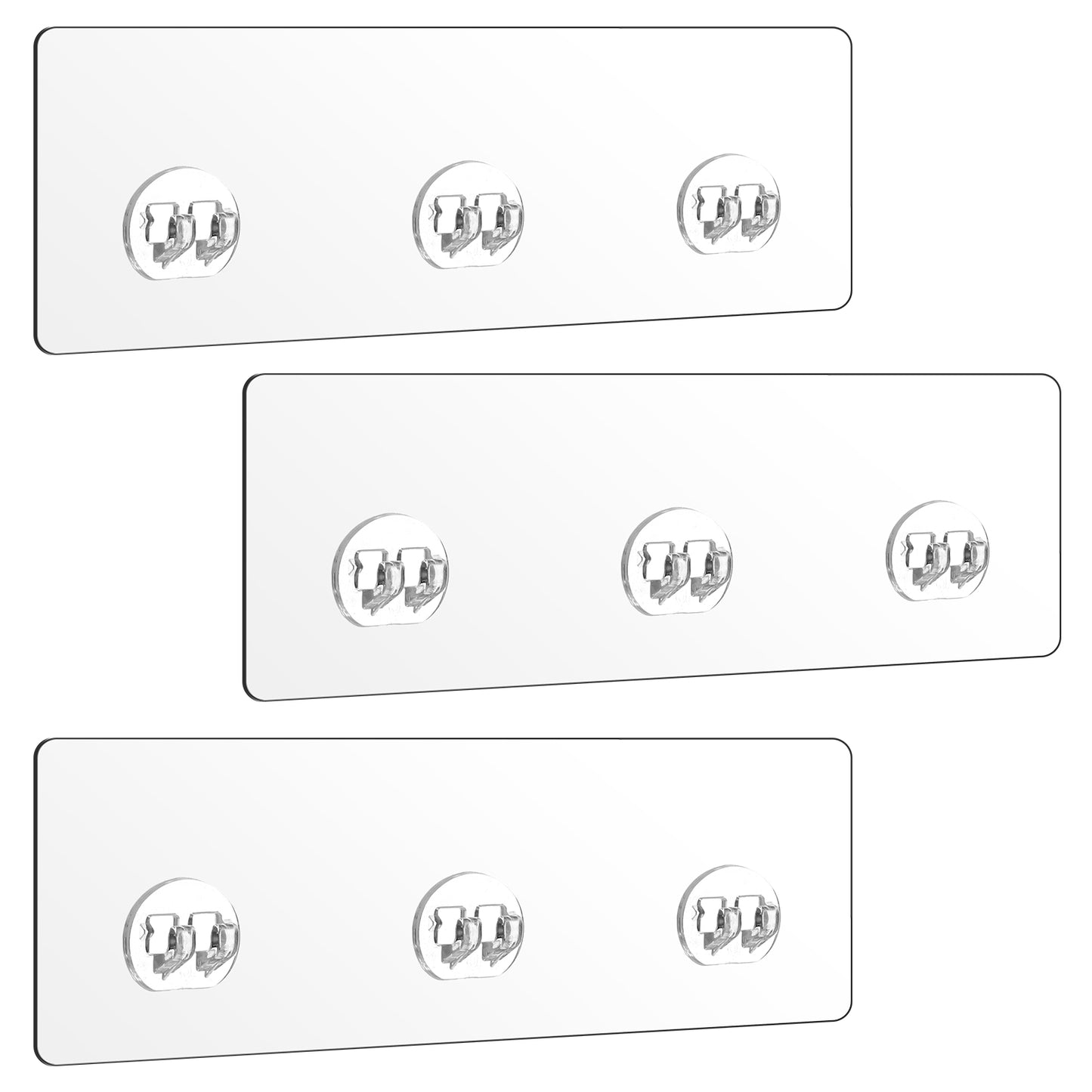 Tyqour 3 Pack Shower Caddy Adhesive Replacement, Strong Shower Shelf Adhesive Strips, Waterproof Adhesives Flat Hooks for Bathroom Storage Shelves and Kitchen Racks No Drilling, Clear