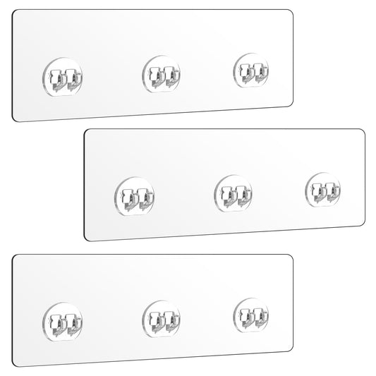Tyqour 3 Pack Shower Caddy Adhesive Replacement, Strong Shower Shelf Adhesive Strips, Waterproof Adhesives Flat Hooks for Bathroom Storage Shelves and Kitchen Racks No Drilling, Clear