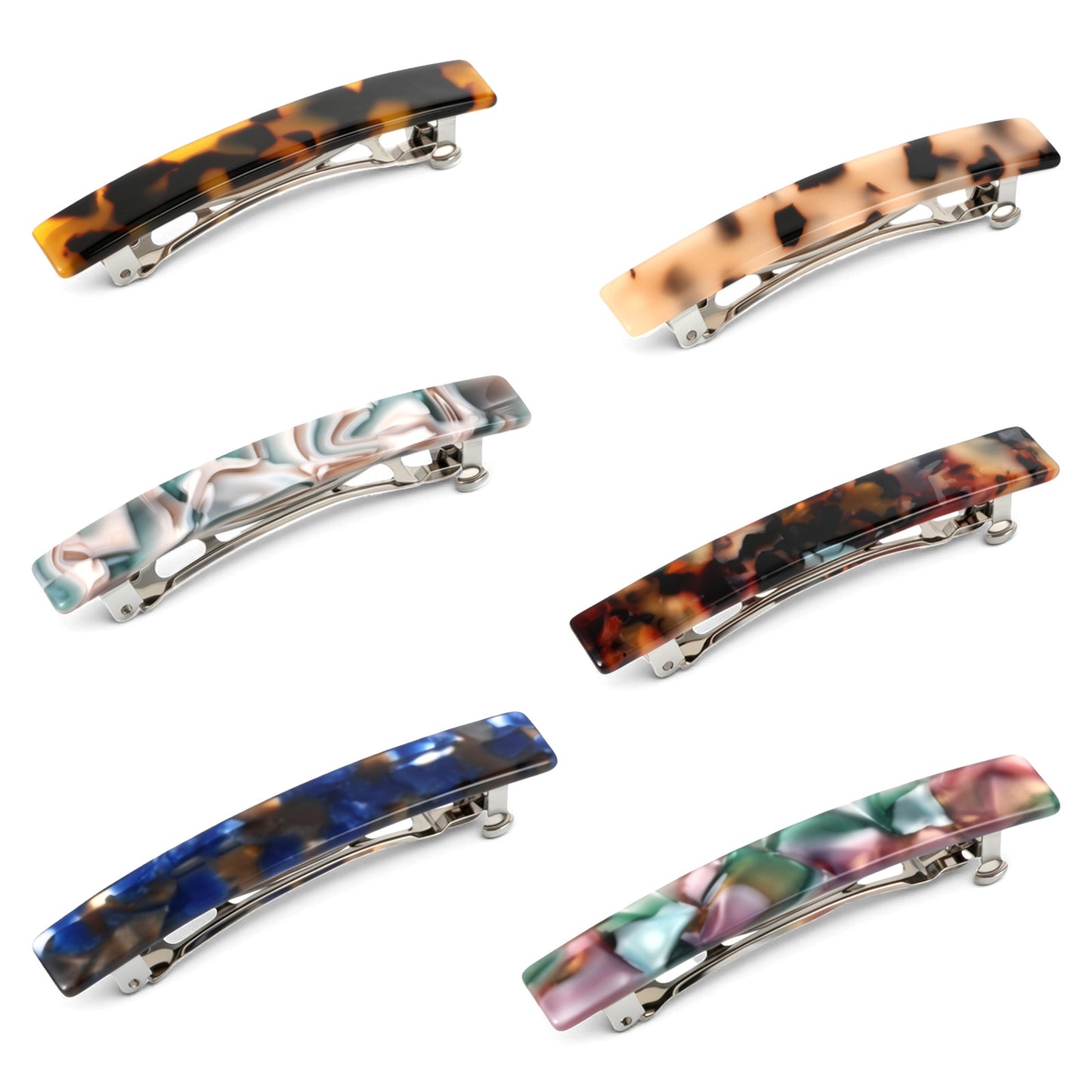 Shimmeroo 6PCS French Barrette Hair Clips, 3 Inch Acetate Hair Barrettes for Fine Thin, No Slip Tortoise Shell French Clip Girls Accessories for Women