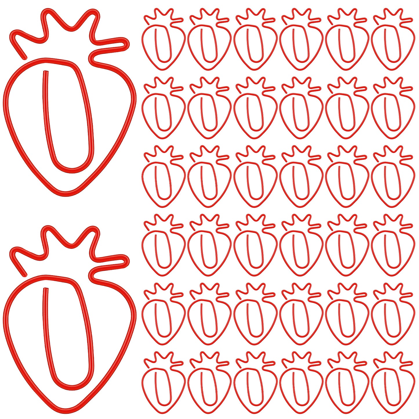 Shimmeroo 60Pcs Red Paper Clips,Cute Strawberry Paperclips Metal Fun Paper Clips,Fancy Decorative Paperclips for Office School Stationery Document