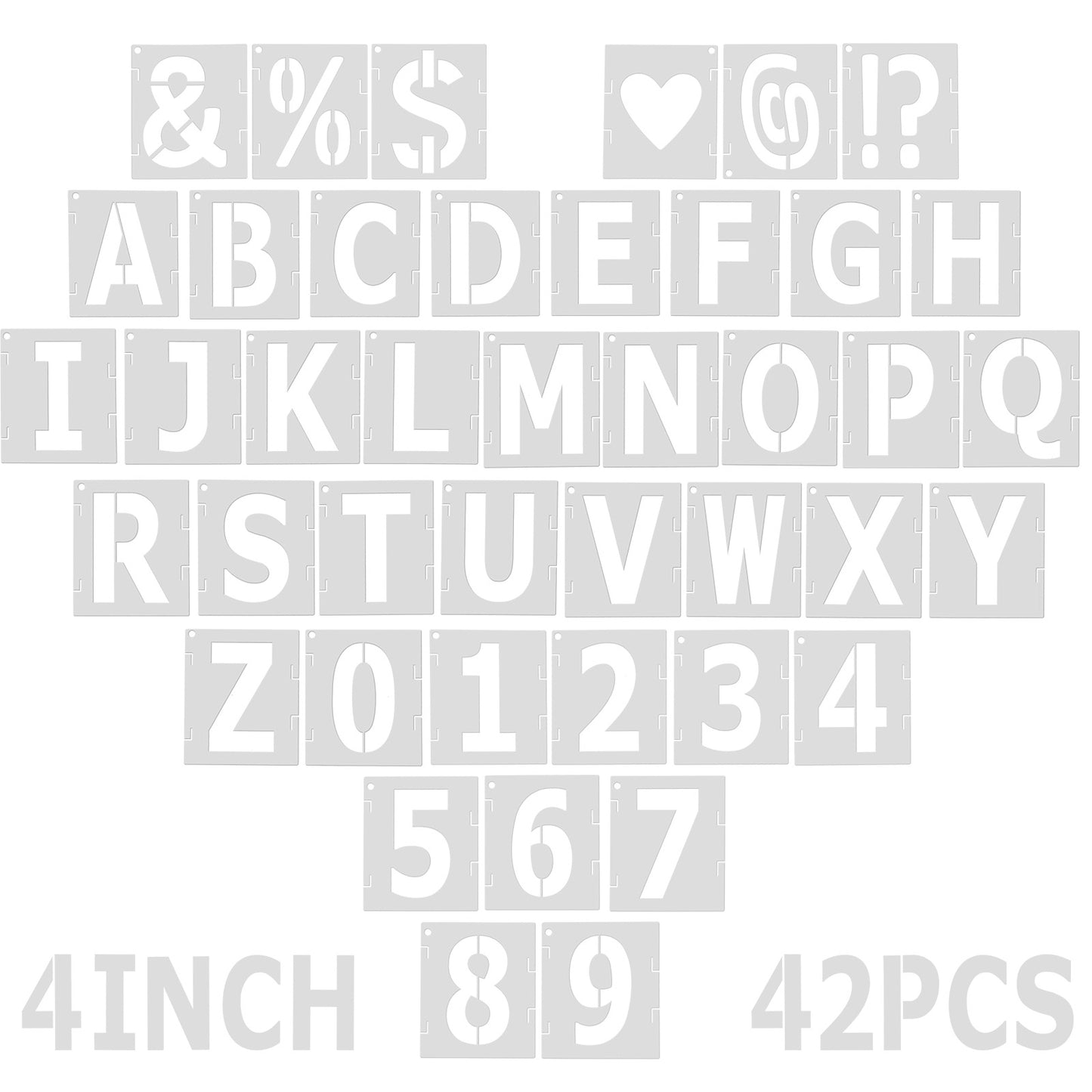 42 PCS 3.9 Inch Alphabet Stencils Reusable Letter and Number Templates for Wood, Wall, Fabric, Rock, Signage, Door Porch, Chalkboard, DIY Projects