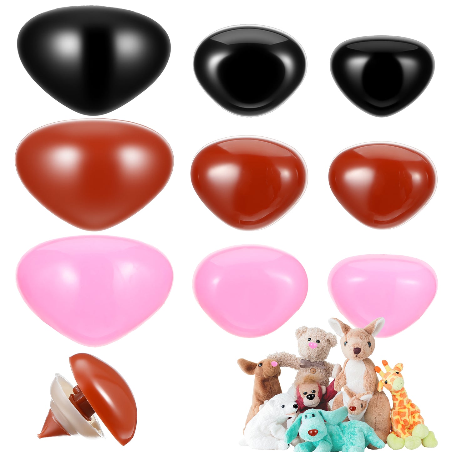 Matwsec 90PCS Safety Noses for Crochet Animals 14mm 15mm 20mm Safety Noses with Washers for Stuffed Plush Doll Bear Accessories