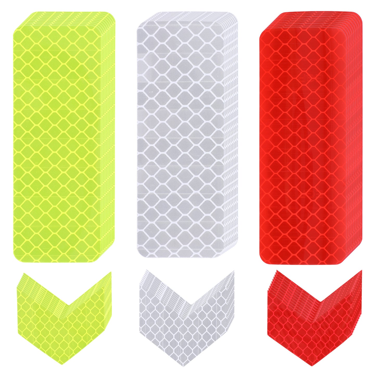 Mabor 60Pcs Reflective Stickers, Waterproof Reflector Sticker for Kids Warning Safety Helmet Tape for Car Vehicle Bicycles Bike Motorcycles Construction Workers, Rectangle & Arrow