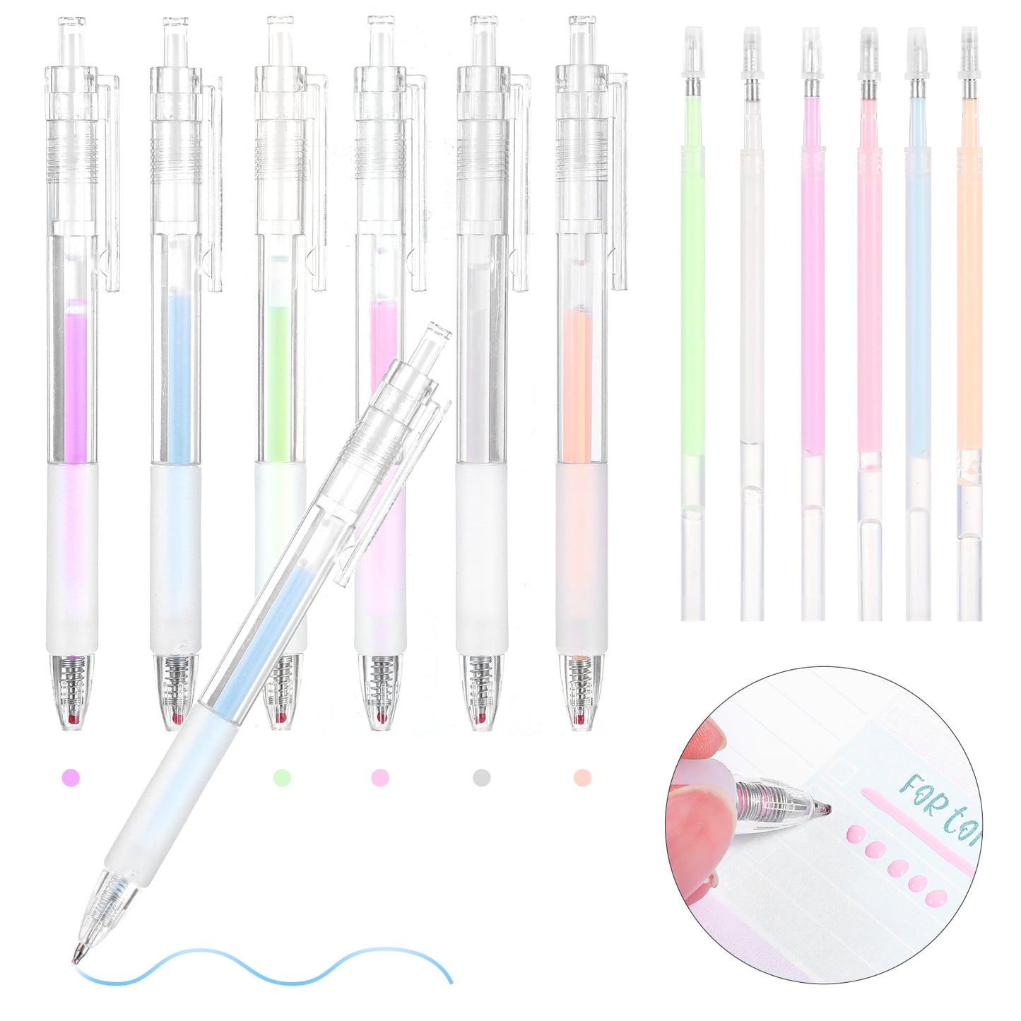 6PCS Glitter Glue Pen Quick Drying Color Spot Glue Stick Pens, Cute Macaron Fine Tip Roller Ball Glue Pens, Easy Control Precision Glue Pen for Scrapbooking, Handmade Stationery, Craft Glue Supplies
