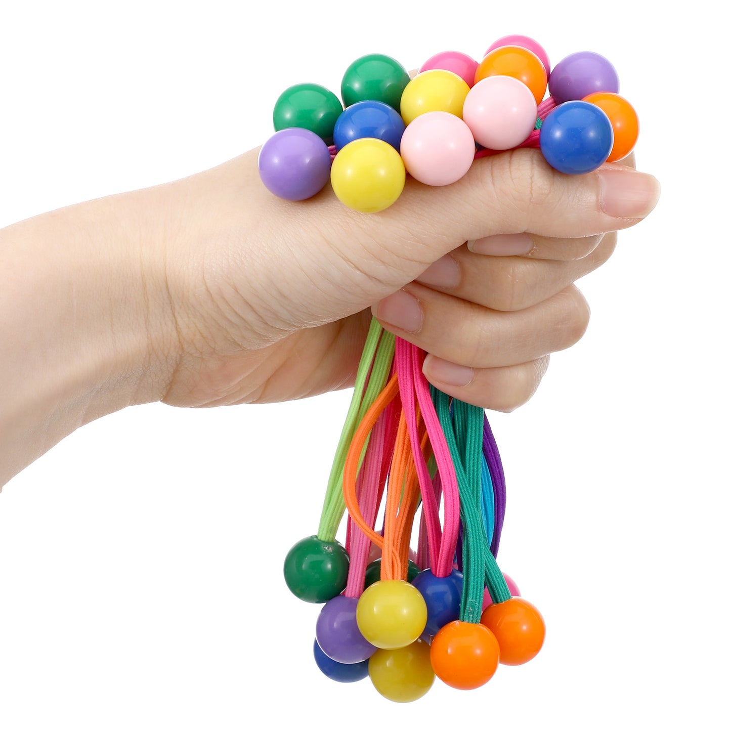 Matwsec 14 Pcs Ball Charm Hair Ties for Girls, Bubble Hair Ties with Balls, Double Balls Rubber Band, Colorful Beads Ponytail Holders, No Damage Soft Elastic Hair Accessories for Kids Toddler