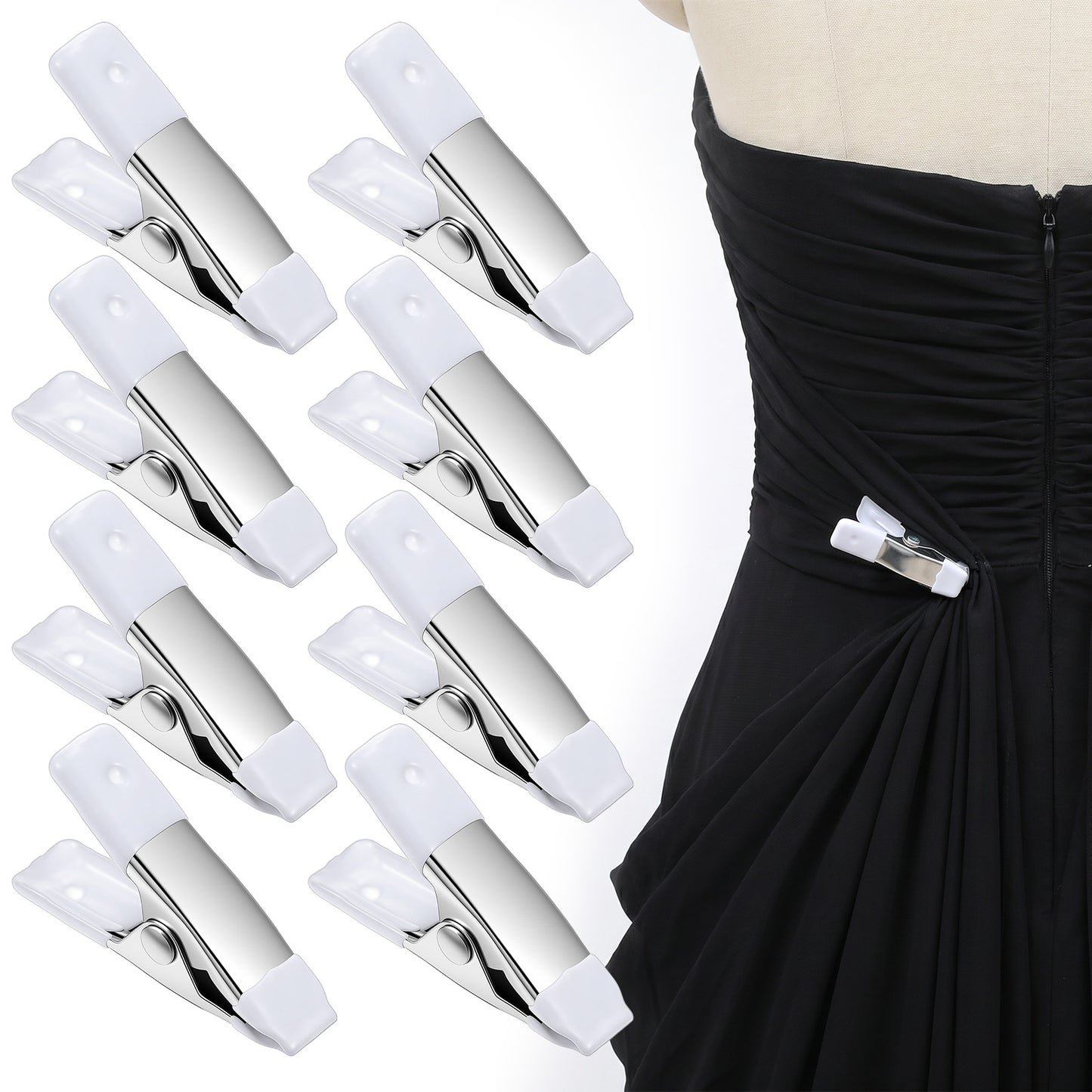 Mabor 8PCS Dress Clips, Clothing Clips for Fitting A Shape Garment Tightening Clip Colorful Fabric Clamp for Bridal Gown Sewing Photography Mannequin
