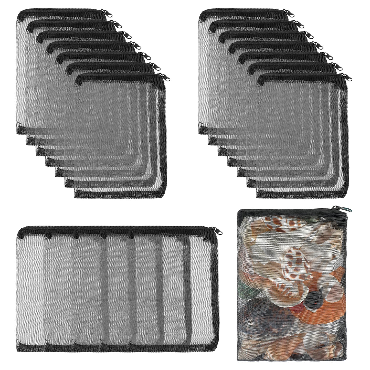 20PCS Aquarium Filter Media Bag 20X15cm Reusable Fish Bags Tank Fine Mesh Bag with Plastic Zipper, Aquarium Substrate Mesh Bag for Activated Carbon, Bio Filter Balls, Filter Stones, Ceramic Rings