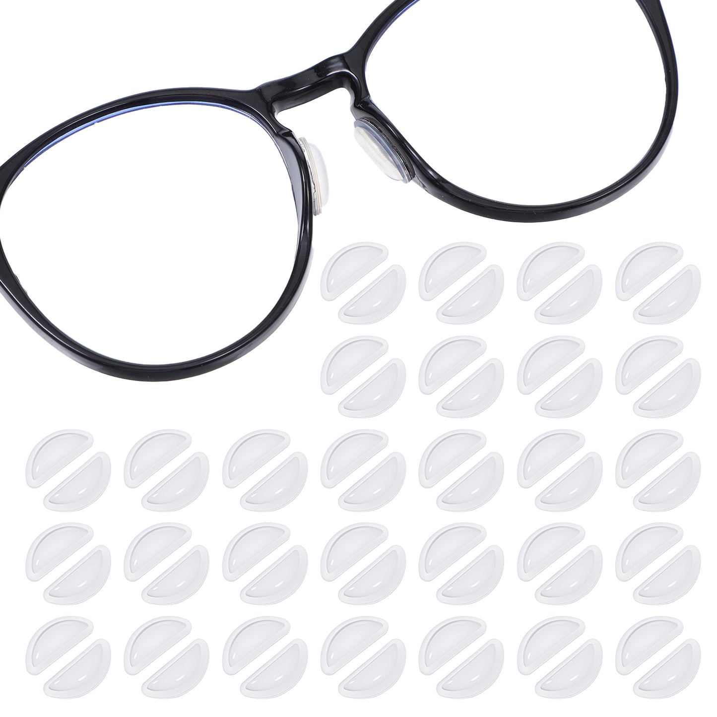 30 Pairs Silicone Nose Pads for Eyeglasses, Adhesive Eye Glasses Nose Pad Replacement Anti Slip for Glasses Sunglasses Eyeglasses Thin (Clear)
