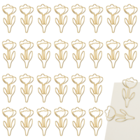 RAHHLIZS 30PCS Flower Shaped Paper Clips, Cute Rose Gold Paper Clips for Wedding Invitation Accessories, Office Desk File Organization, Bookmarks