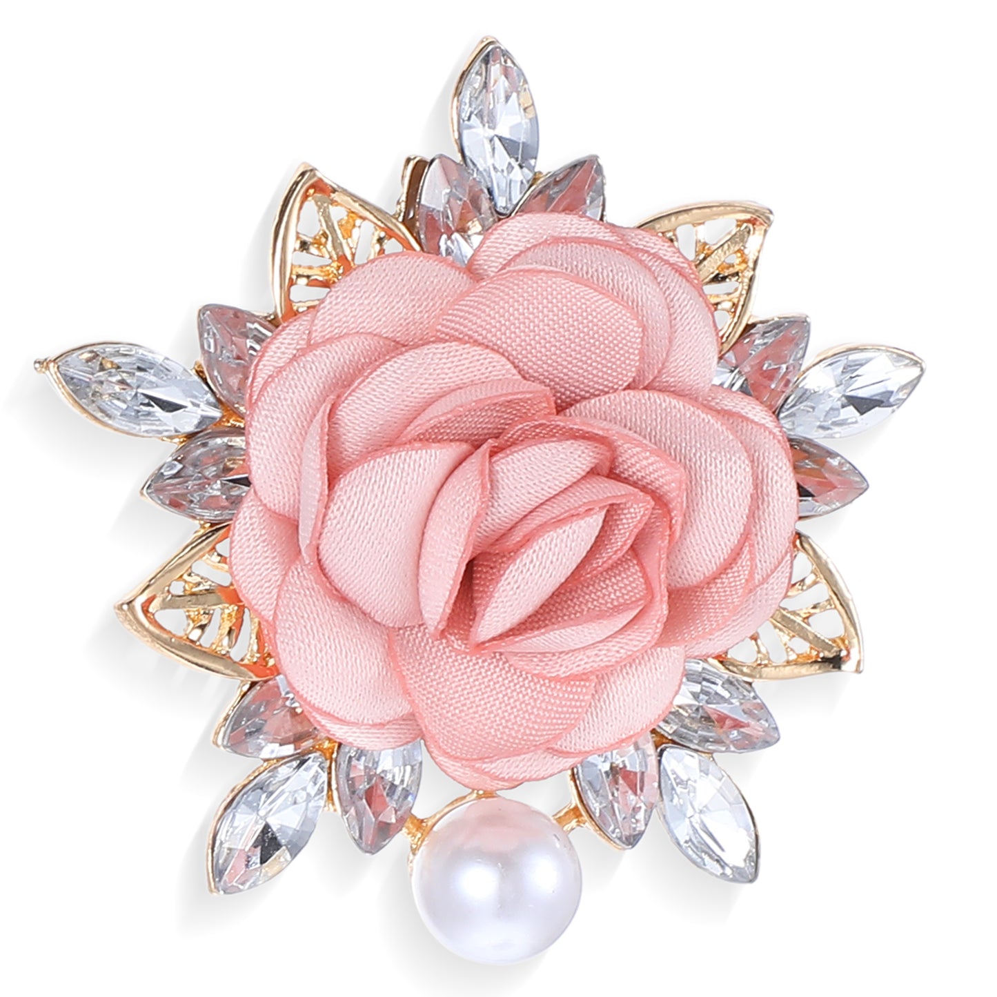 Mabor Rose Flower Brooch Pin for Women Men Wedding Party Gentleman's Essentials Handmade Crystal Pearl Fabric Flower Brooch For Women Events Clothes Accessories Gift Valentine's Day