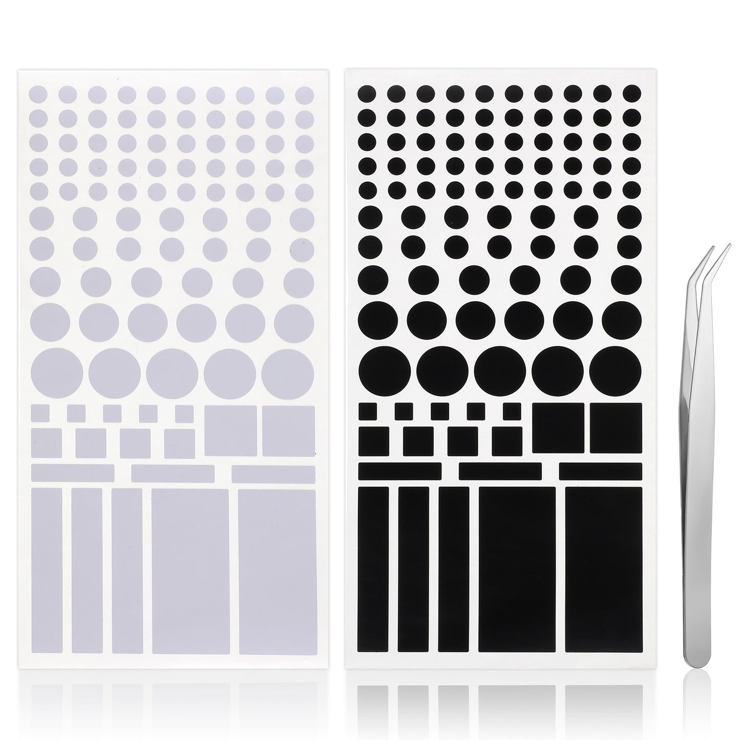 Ouligay 2 Sheets Led Light Blocking Stickers,Light Dimming Stickers,Blackout Stickers for Electronics,Black and White Light Dimming Stickers Led Cover,Send tweezer(100% 50-80% Shading Round Rectangle)