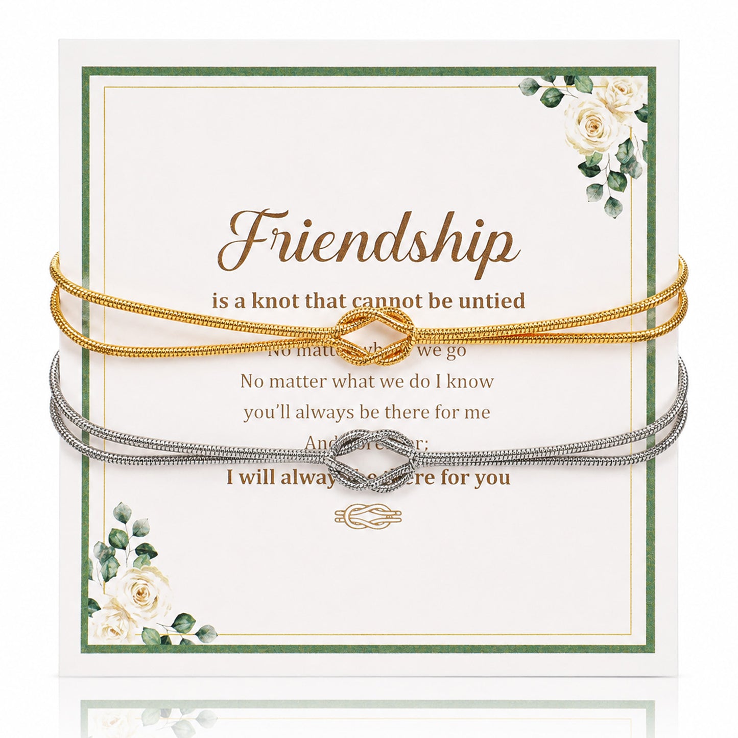 Matwsec 2PCS Knot Bracelet Silver Gold Best Friend Bracelet