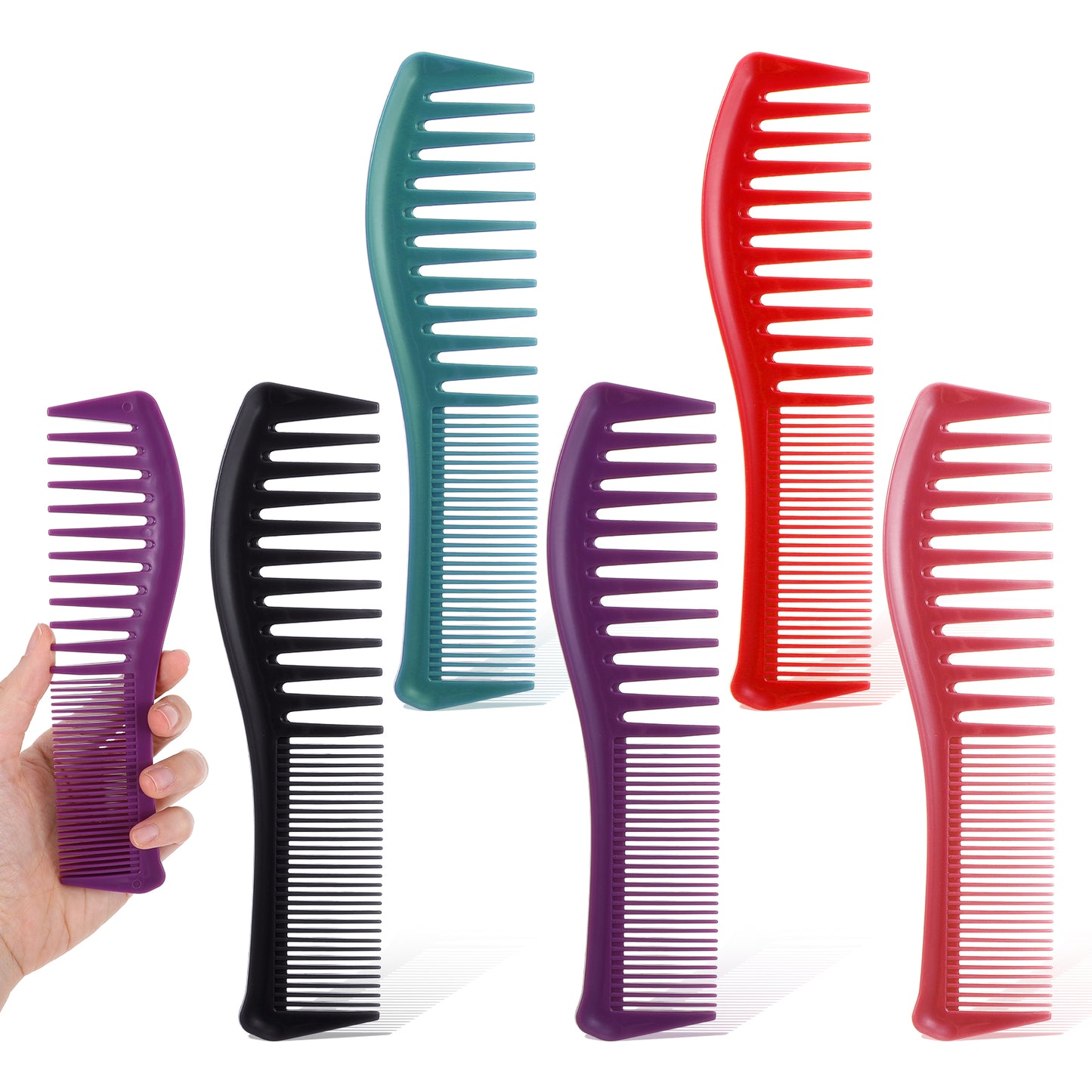 5 PCS Detangling Hair Combs for Women Double-Sided Wide Tooth and Fine Tooth Comb All-Purpose Hairstyle Curly Style Barber Shower Comb for Women Men Thin Thick Curly Straight Hair (5 Colors)