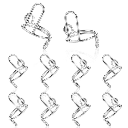 10PCS Nail Rings No Glue Size Adjustable Nail Ring Set for Acrylic Nail, Detachable Reusable Non-tarnish Metal Fingernail Rings for Women Nail Tabs Nail Art Decoration(Silver)