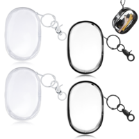 Nogeqi 4 PCS Doll Display Keychain Bag Portable Clear Figure Display Bag with Keychain Cute Clear Bag Keychain Clear Coin Purse Clear Keychain Pouch for Display off Blind Boxes Mini Figures