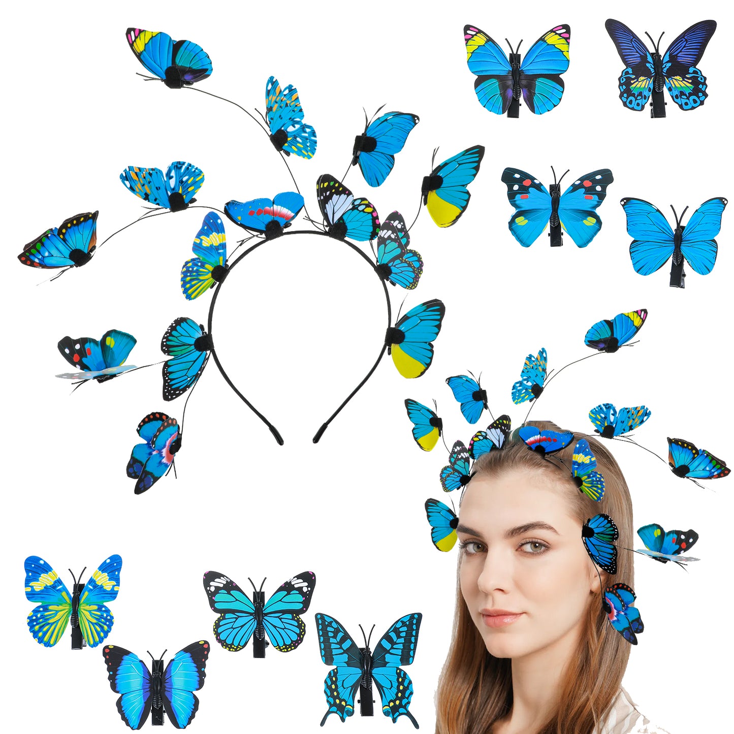 Nogeqi Butterfly Fascinator Hats for Women, Butterfly Headband Headpiece Tea Party Hats Monarch Crown for Tea Partyfor Women Halloween Costume