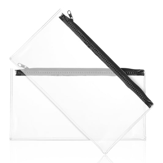 Ymapinc 2PCS Clear Plastic Pencil Case with Zipper for Exams, Zipper Bags, Pencil Bags, Cosmetic Bags, Currency Bags, Stationery Bags, Multi-Purpose Bags,Thin and Transparent Pencil Case