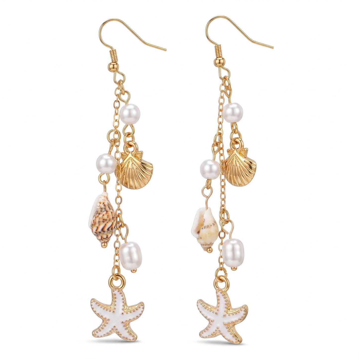 RAHHLIZS 2Pcs Starfish Earrings Beach Earrings for Women Muschel Ohrringe