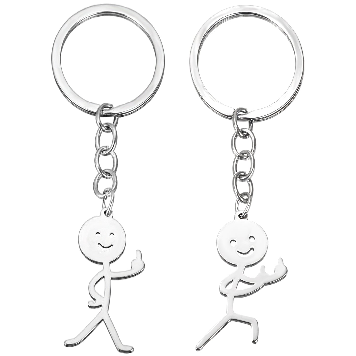 Ouligay 2 Pcs Funny Keychain,Middle Finger Keyring,Matching Keychains,Cool Gifts for Women,Personalized Distance Friendship Gifts for Couple Friends Brothers