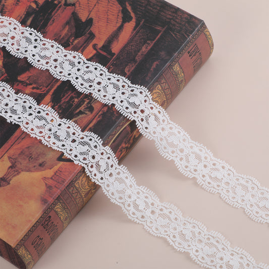Ymapinc 10 Yards Vintage Cotton Lace Ribbon - 1inch Cotton Trim Crochet Floral Thin White Lace Ribbon for Bridal Wedding Bridal Scrapbook Supplies for Crafts